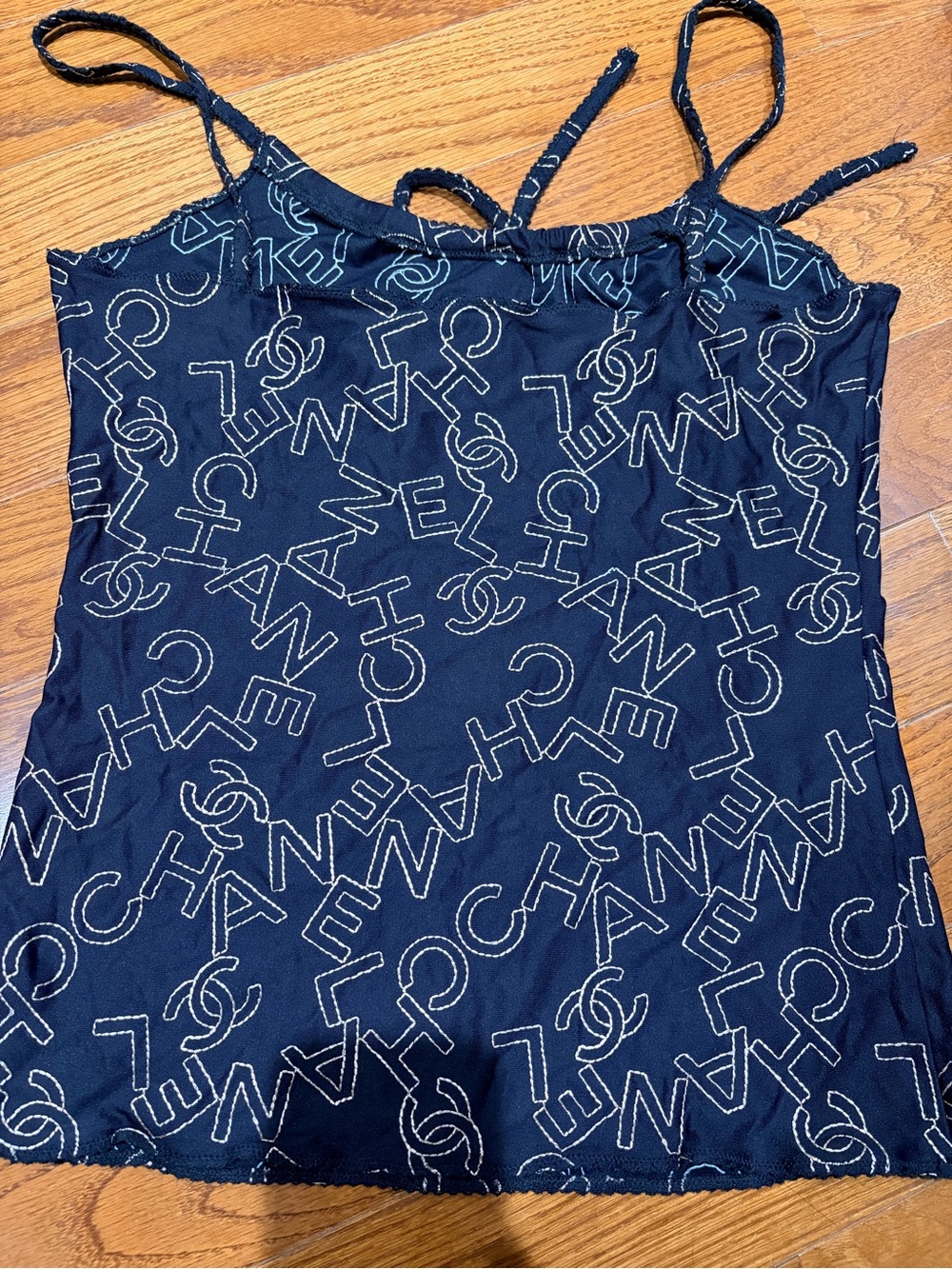 CHANEL Navy Blue Logo Print Girls' One-Piece Tank